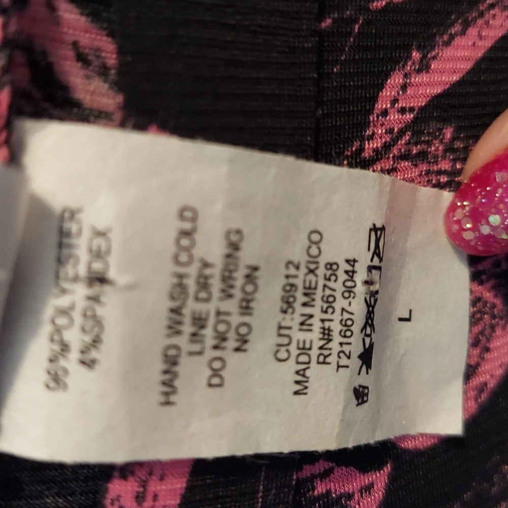 Pink & Black Top Sz L - Picture 3 of 4